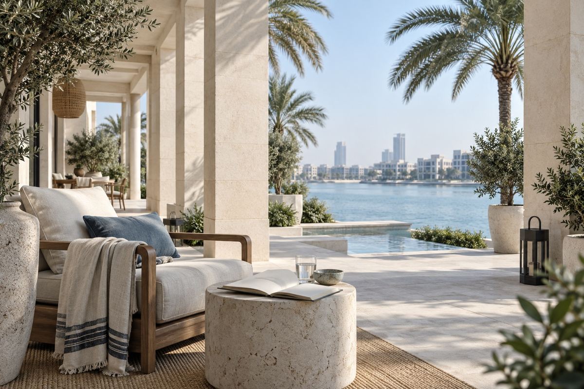 Contemporary terrace overlooking the waterfront